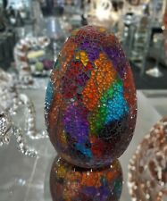 Large Decorative Rainbow Glass mosaic egg, ornament, decor, 21cm.