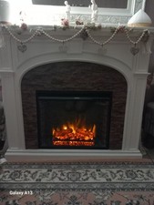 White Electric Fireplace Surround With Removable Fire Insert