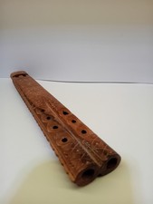 VTG Kaval Balkan 7 Hole Double Flute Hand Carved Light Wood 12.5"Wind Instrument