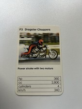 Ace Trump Card Game Dragster Choppers Power Stroke With Two Motors 1970's