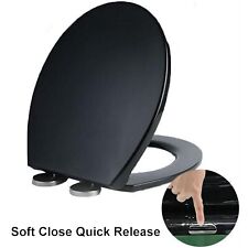 Soft Close Quick Release Button Toilet Seat Universal Fit Strong Fittings Black