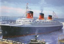 FRENCH LINER SS NORMANDIE IN NEW YORK 1935 STUNNING RARE HARDBACK COLOUR PRINT
