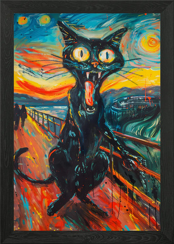 The scream cat framed wall - scream,