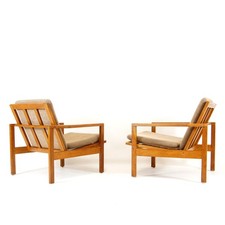 1 of 2 Retro Vintage Danish Oak Easy Chair Lounge Armchair 50s 60s 70s Teak Wool