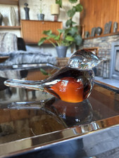 Stylish Vintage 1970s Glass Sommerso Technique Bird Figure - Oiva Toikka Style
