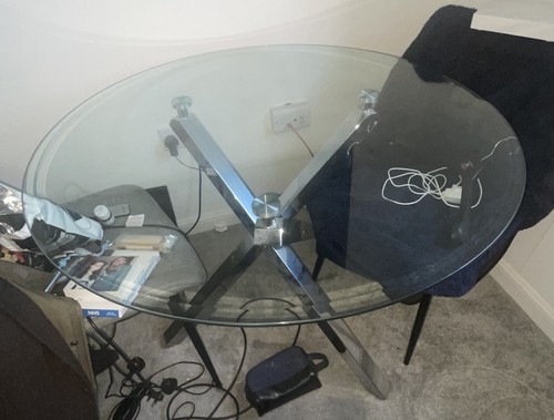 Oval glass dining - oval, metal