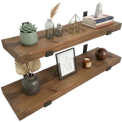 Wooden board wall shelf - 2x,