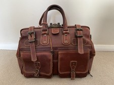 Vintage Brown Genuine Leather Doctors/Gladstone Bag Briefcase Work - With Keys
