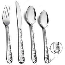 Cutlery Set, 24 Piece Hammered