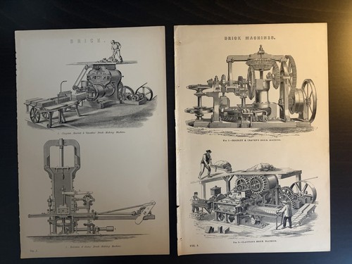 Antique c1880 brick making - brick,