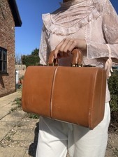 Vtg Cognac Vanity Gladstone