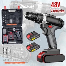 48V Cordless Hammer Drill Set Electric Impact Driver Screwdriver + 2x Battery