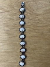 Antique Silver Bracelet With Carved Figures Of Women, Cameo Type Material.