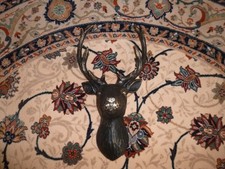 Stunning Next Wall Hanging Stags Head In Black & Gold Resin VGC