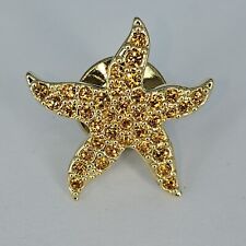Genuine Swarovski Tie Pin Star Fish Orange Crystal Rhodium Plated