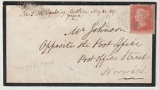 1857 SUFFOLK MOURNING ENV RARE