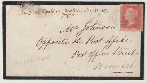 1857 suffolk mourning env rare - 1857,