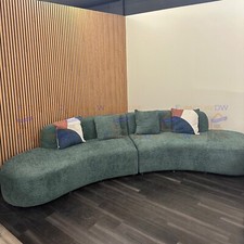 FurnitureDW Deluxe Miami Boucle Curved 4 to 6 Seater Cinema Sofa Emerald Green