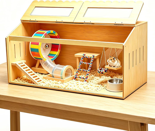 Wooden hamster cage 80x40x40cm - wooden,