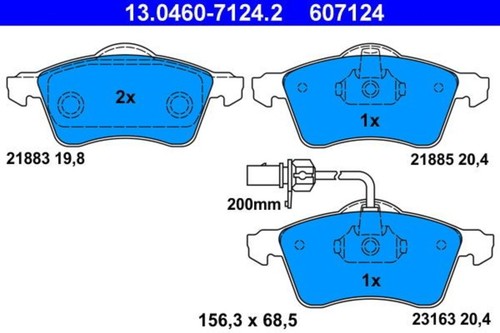 Disc brake pad set ate - disc, vw