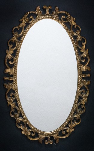 Vintage gold gilt oval mirror - gold,