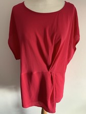 Tu Ladies Cerise Pink Short Sleeve Round Neck Ruched Front Top Size 22 BNWT