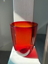 Stunning Vintage Orange Red Glass Goblet Wonky Base UV Reactive Fire ?