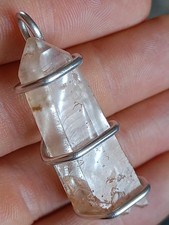 Lemurian Seed Quartz pendant natural clear point crystal mineral handmade