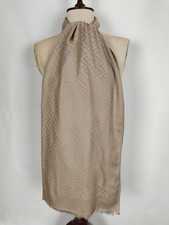 FENDI genuine vintage silk Brown Cashmere wrap shawl winter scarf scarves