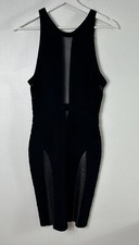 Herve Leger Black Mesh Insert And Metallic Racer Back Bandage Dress Size Small