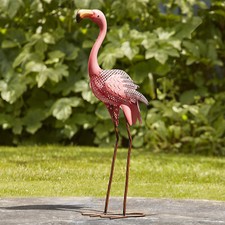 Garden Gear Metal Flamingo Outdoor Patio Ornament 61cm Tall Bird Statue Decor