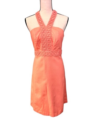 Peach halter line dress - line, lace