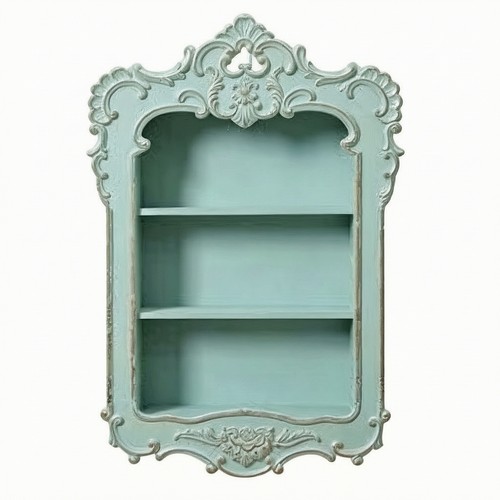 Wooden wall shelf with - shelf, carved
