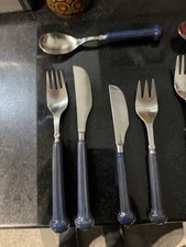Denby Stone And Steel Regency Blue Cutlery . 5 Piece x 4 Sets