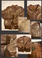 EASTMAN TIME WORN PEARL HARBOUR A2 LEATHER FLIGHT JACKET  HAVANA BROWN SIZE 38