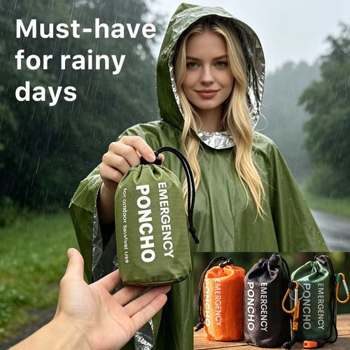 Emergency thermal rain poncho - emergency,