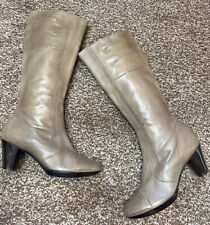 JANE SHILTON knee boots Taupe leather ladies mid heel UK Size 7 Excellent cond