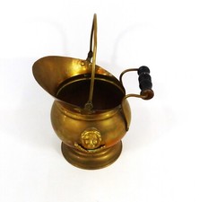 Vintage brass coal scuttle - coal,