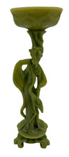 Green Chinese Goddess Crane Figurine Candle Holder Trinket Dish - D9T O958