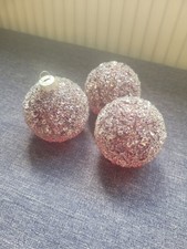 Frosted Red Glass Christmas Baubles X3 Gisela Graham Brand