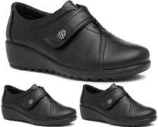 Womens EEE Wide Fitting Touch Fastening Flat Walking Ladies Nurse Hospital Shoes