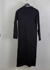 M&S Women's Knit High Neck Metallic Thread Jumper Dress Black Size M NEW F2