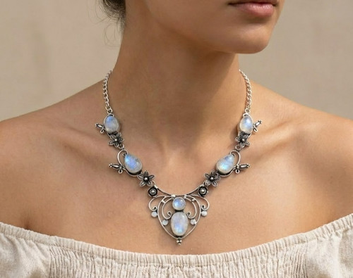 Natural moonstone necklace - natural,