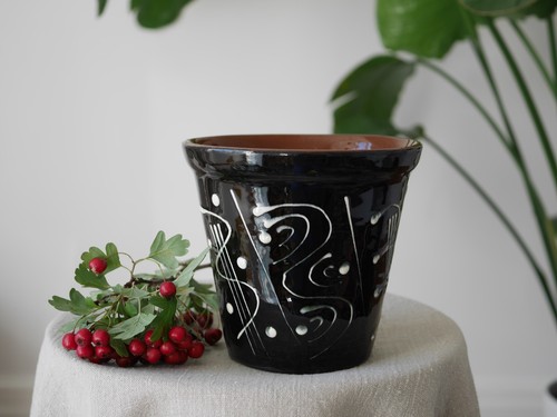 Vintage black white glazed - black,