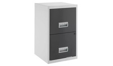 Pierre Henry 2 Drawer Metal Filing Cabinet, Silver & Black, Locking