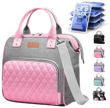 Women's Insulated Lunch Bag, 10Lx6.6Wx9.5H inches, Nylon, Oxford Pink