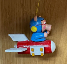 RARE Collectable Vintage Wooden Pig Rocket Rider Christmas Tree Ornament