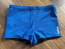 Maru Men's Swimming Training Reversible Drag Shorts, tie - Black & Royal Blue 