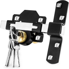 Concise Home Double Long Throw Gate Lock 5 Keys Garden Locking Both Sides (70mm)