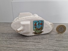 Antique WW1 Crested China Model Of British Tank. Weymouth Crest & Melcombe Regis